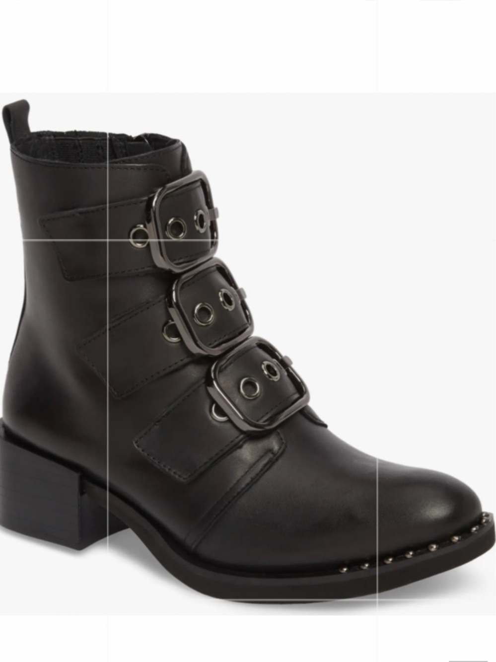Jeffrey Campbell Black Triple Buckle Stud Ankle Boot